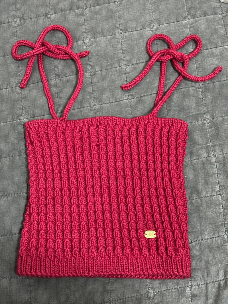 [FO] 쎄비 베이비 알파카 코튼 케이블 리본 뷔스티에