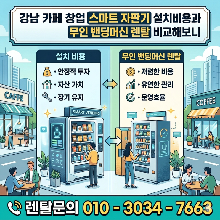  강남 카페 창업 스마트 자판기 설치비용과 무인 밴딩머신 렌탈 비교해보니