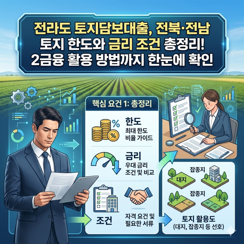 전라도 토지담보대출, 전북·전남 토지 한도와 금리 조건 총정리! 2금융 활용 방법까지 한눈....