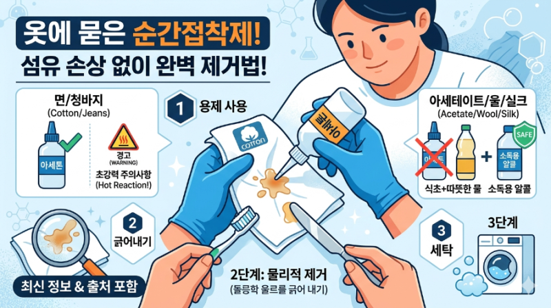 옷에 순간접착제 본드 묻었을 때 지우는 방법