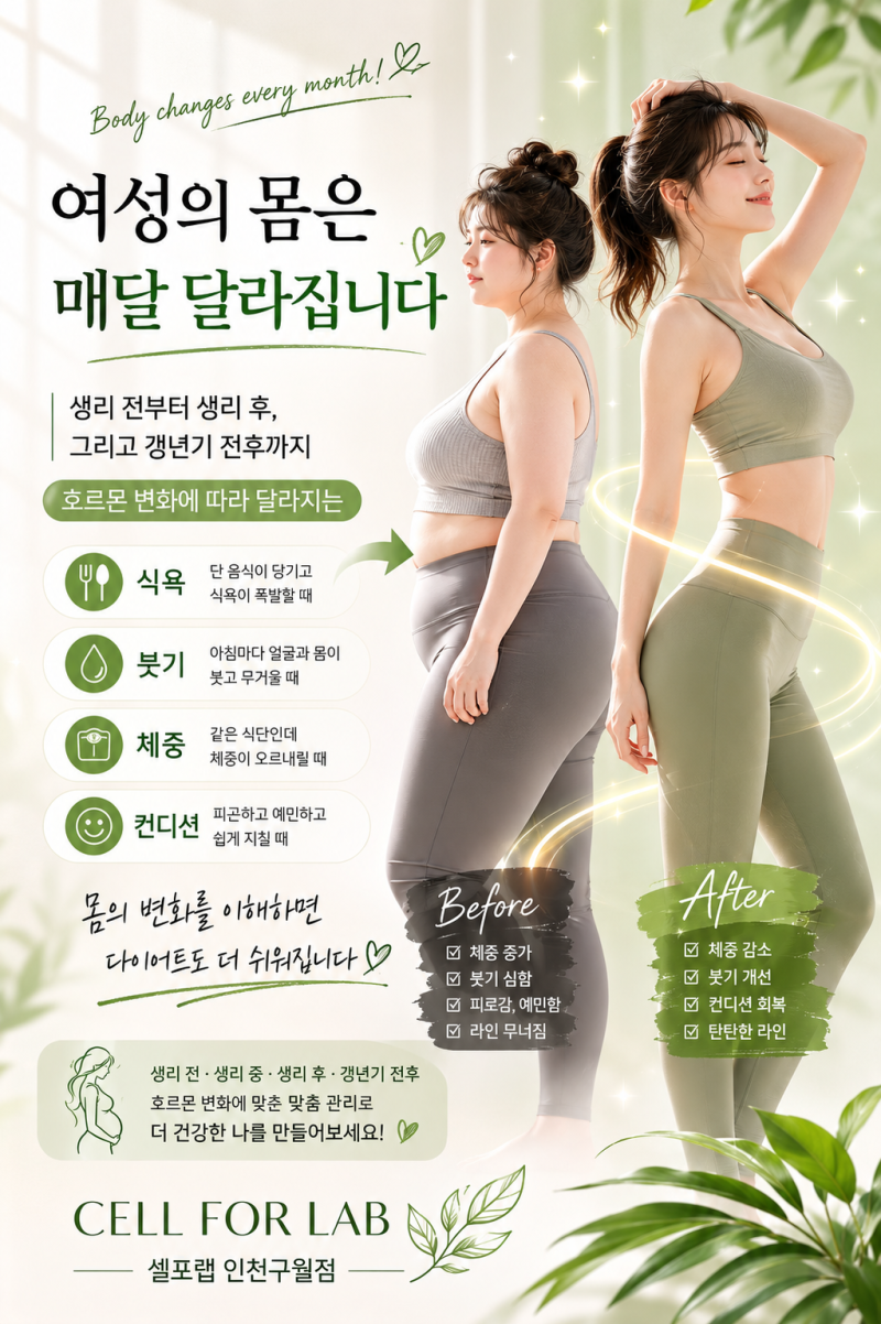 생리통, 붓기, 살 안 빠짐..여자 다이어트는 달라야 하는 이유!! 생리전/중/후 갱년기 전/후