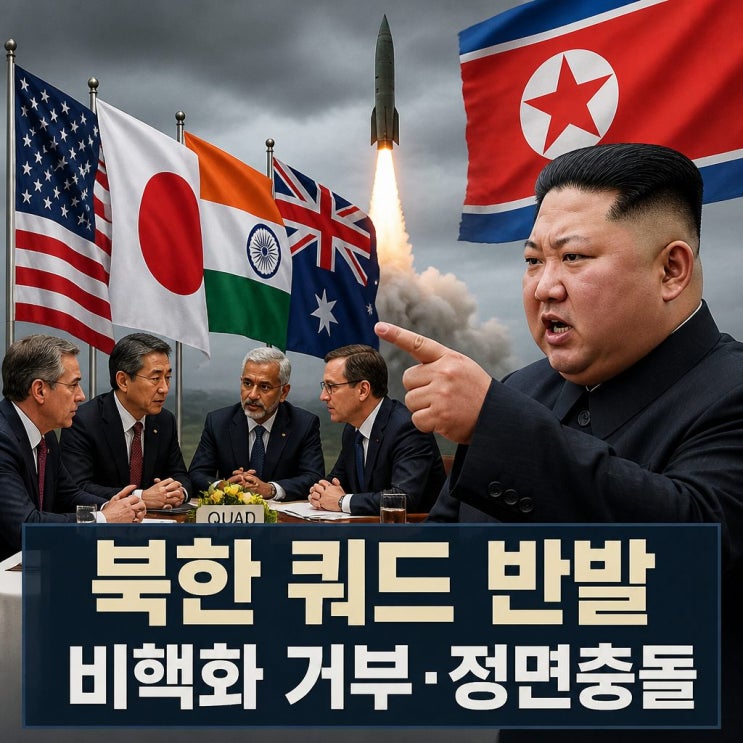 <b>북한</b> 쿼드 <b>반발</b> 비핵화 거부와 쿼드 공동<b>성명</b> 정면충돌