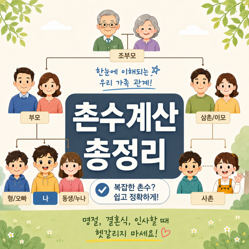 촌수계산 방법 쉽게 정리 1촌부터 8촌까지 친척관계 표로 알아보기