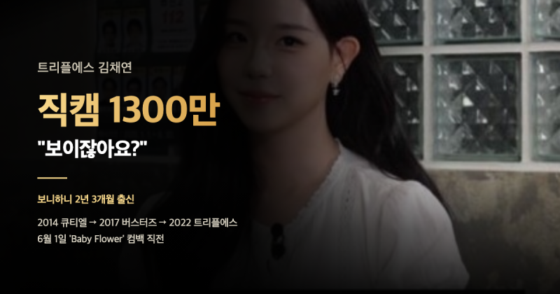 트리플에스 김채연 직캠 1300만 — 보니하니 2년 3개월 출신, 6월 1일 컴백 직전 화제