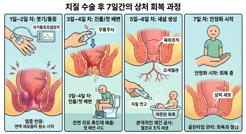 치질 수술 후 상처 회복 과정 정리｜1일차~7일차 변화