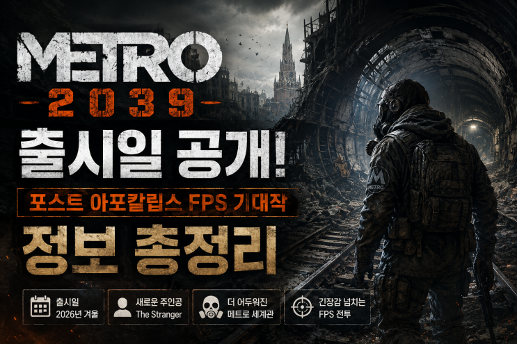 메트로 2039 출시일 공개! 포스트 아포칼립스 FPS 기대작 정보 총정리