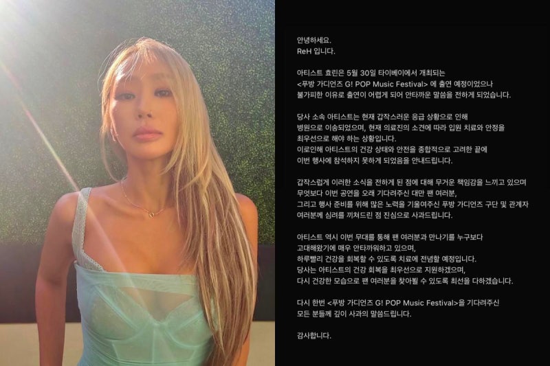 씨스타 효린 쓰러져 응급실, 대만 공연 전면취소 근황 무슨일
