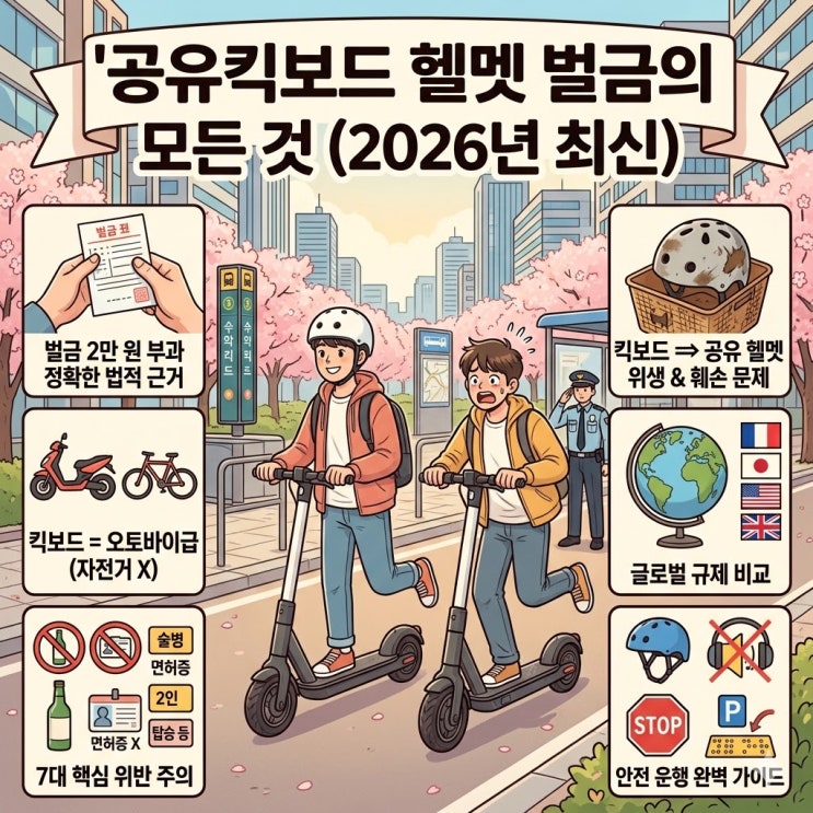  2026 공유킥보드 헬멧 안 쓰면 벌금 낼까? 범칙금 및 단속 기준 총정리