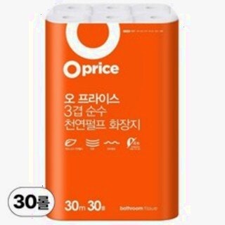 오프라이스 3겹 천연펄프 대용량 두루마리 30롤 - 부드럽고 안심되는 일상