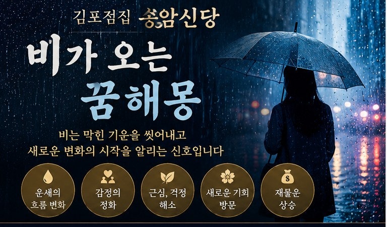 비가 오는 꿈해몽 김포점집 송암신당
