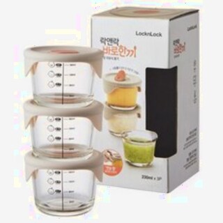  락앤락 바로한끼 이유식 용기 230ml 라이트핑크 3개 - 간편 보관 밀폐용기