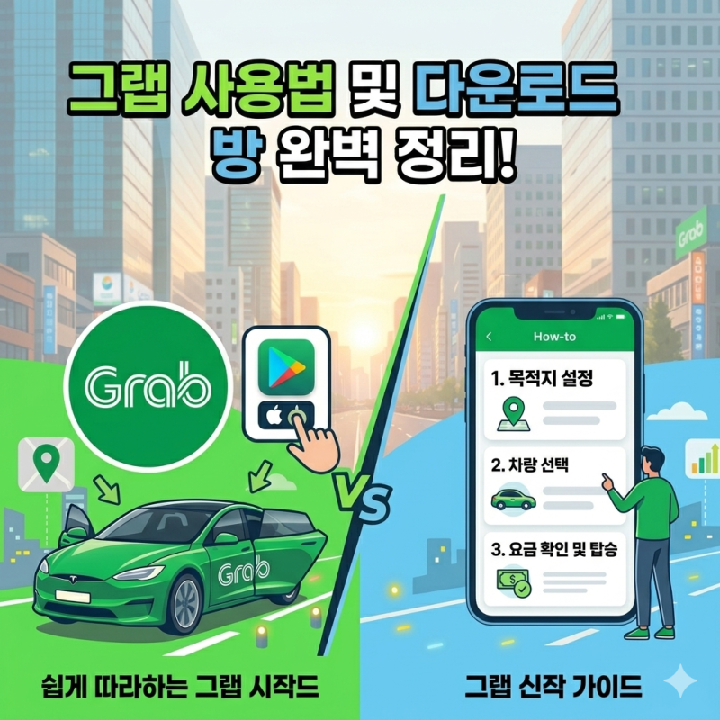 베트남 여행 필수앱! 그랩(Grab) 다운로드 방법부터 사용법까지 총정리 동남아필수어플 택시....