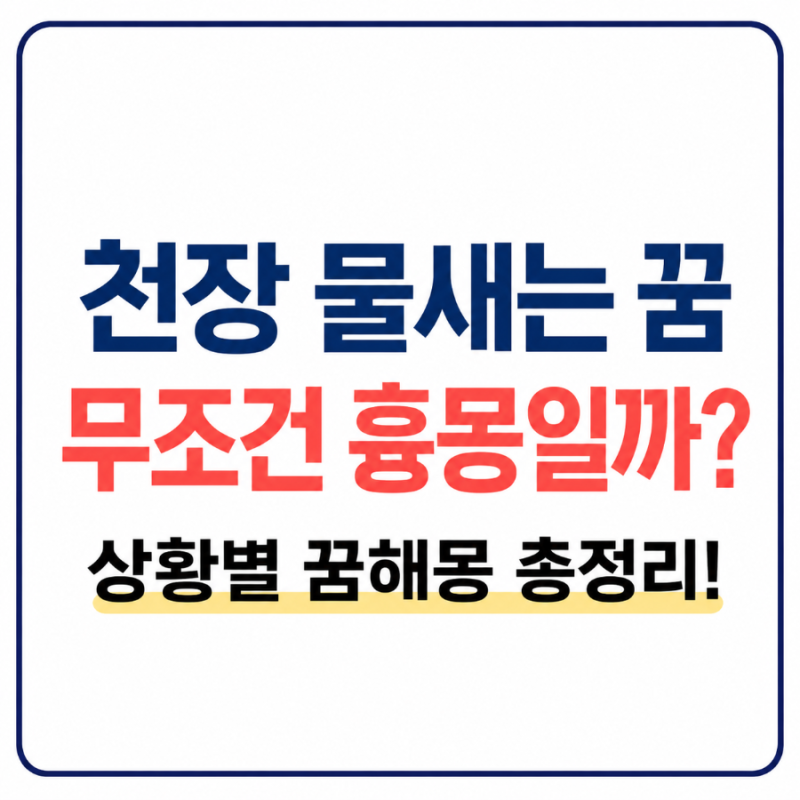 비 오는 것도 아닌데? 천장에서 물 새는 꿈… 의외의 의미였습니다