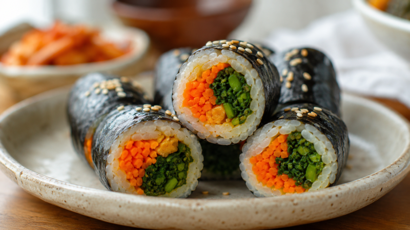 부추나물 당근 꼬마김밥 레시피 단무지 없이 만드는법 도시락 물 안 생기는 황금비율