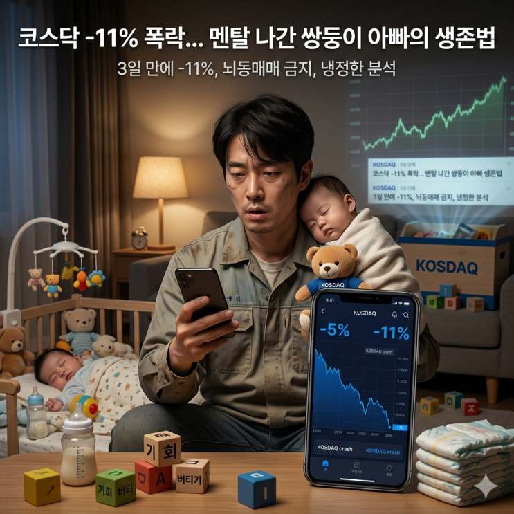 코스닥 3일 만에 -11% 대폭락, 멘탈 터진 쌍둥이 아빠의 솔직한 시장 분석과 버티기 전략