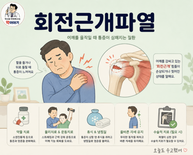회전근개파열, "어깨를 못 올린다고 다 수술 아닙니다" — 약사가 풀어쓰는 회전근개 질환 A....