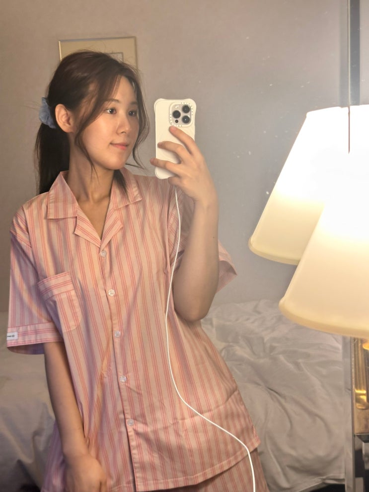  오프아워 여름잠옷 반팔 파자마 추천 타이드리듬 글로시피치