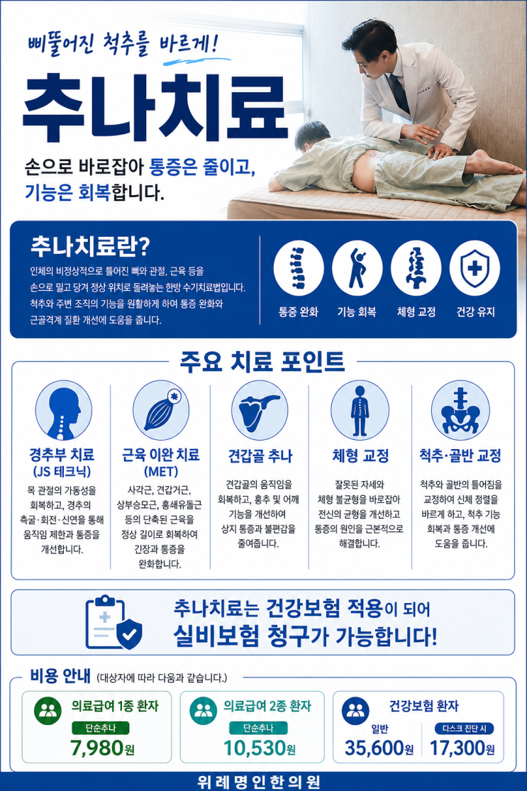  위례추나 비용?(의료급여 1,2종, 보험추나 가격)