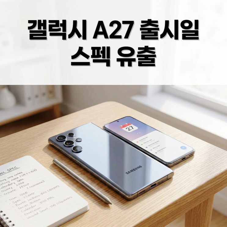  갤럭시 A27 출시일 스펙 유출 렌더링 분석