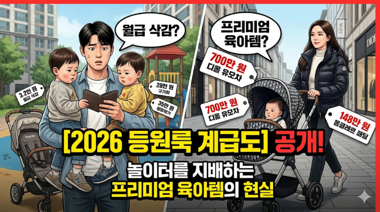  [육아 현실] 애들 옷이 내 월급 반토막? 2026년 놀이터를 지배하는 프리미엄 육아템 등원룩 계급도