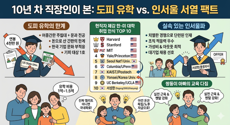  미국 대학 순위 믿고 보낸 도피 유학의 최후, 10년 차 직장인이 본 인서울 서열 팩트