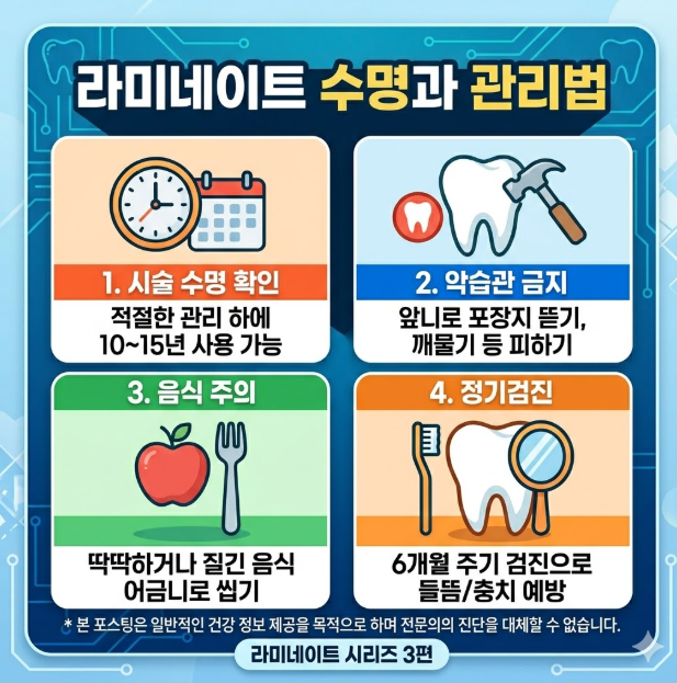  10년 쓰는 라미네이트 수명의 비밀! 보철물 깨짐 탈락을 유발하는 치명적인 악습관 5가지