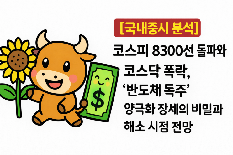  [국내증시 분석] 코스피 8300선 돌파와 코스닥 폭락, '반도체 독주' 양극화 장세의 비밀과 해소 시점 전망
