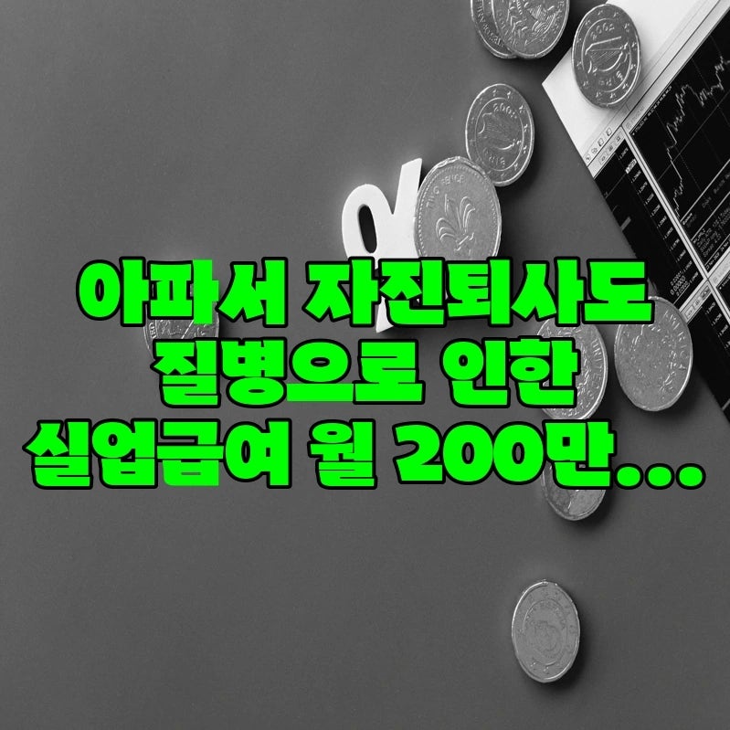 아파서 자진퇴사도 질병으로 인한 실업급여 월 200만원 준다는데, 아파도 걱정 없이 실업급여....