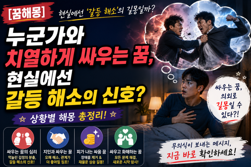 [꿈해몽] 누군가와 치열하게 싸우는 꿈, 현실에선 '갈등 해소'의 길몽일까?