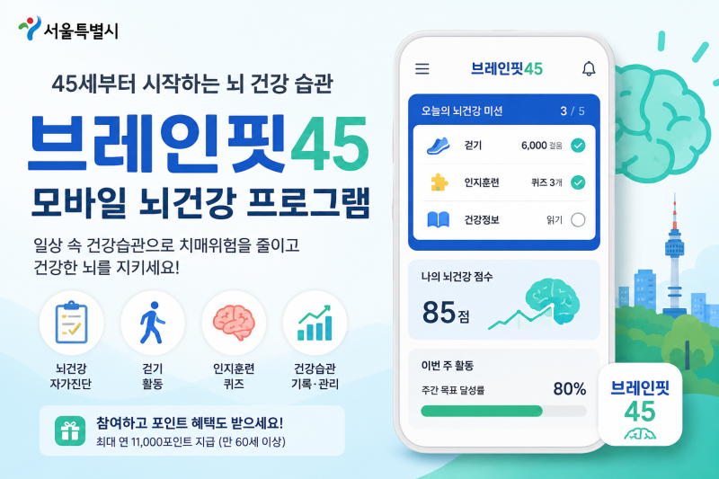 서울시 브레인핏45 총정리｜45세부터 시작하는 모바일 뇌건강 관리 프로그램
