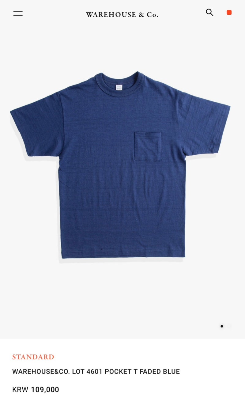 웨어하우스 4601 포켓 티셔츠 WAREHOUSE 4601 POCKET T FADED BLUE