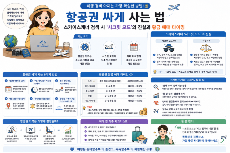 [제67호] 항공권 싸게 사는 법. 스타이스캐너 검색 시 '시크릿 모드'의 진실과 황금 예매 타이....