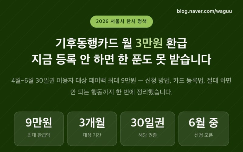 기후동행카드 페이백 3만원 신청 방법 대상 확인 모바일 티머니 등록 필수