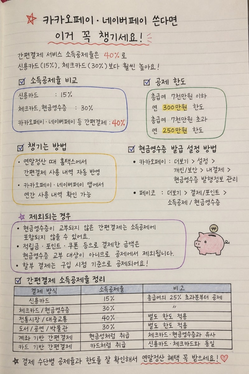 카카오페이·네이버페이 쓰고 있다면 꼭 확인!간편결제 연말정산 소득공제 꿀팁