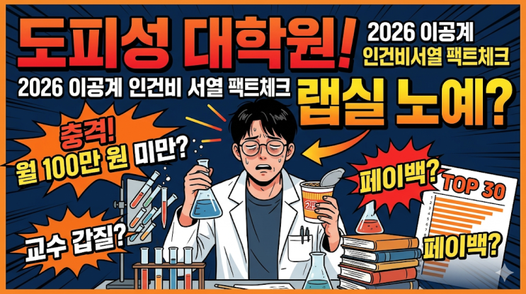  [도피성 대학원] "취업 안 돼서 랩실 노예로?" 2026년 이공계 인건비 서열 팩트체크