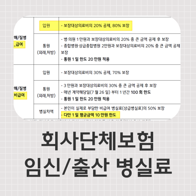 회사단체보험 임신출산 1인실 병실료 보험청구 보라매병원 병실 선택