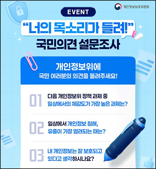 개인정보보호위원회 설문조사(올리브영 5천원 200명)추첨~06.07
