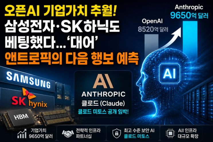  오픈AI 기업가치 추월! 삼성전자·SK하닉도 베팅했다...'대어' 앤트로픽의 다음 행보 예측