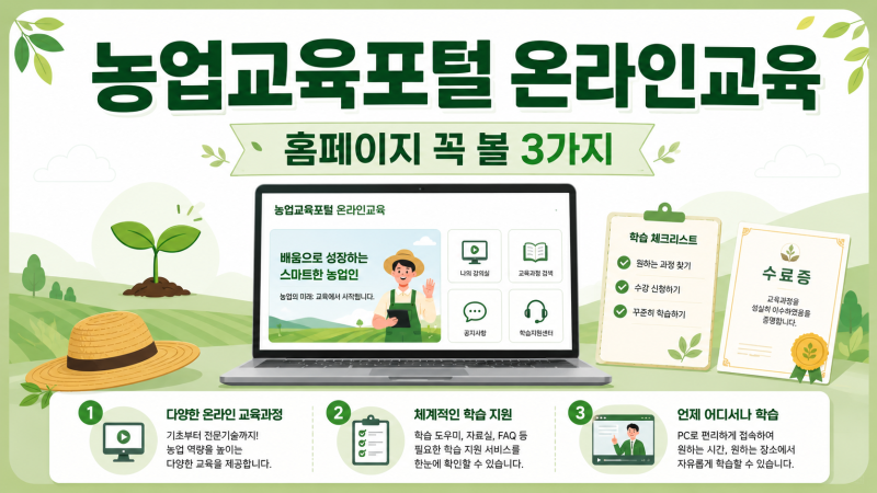 농업교육포털 온라인교육 홈페이지 꼭 볼 3가지