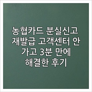 농협카드 분실신고 재발급 고객센터 안 가고 3분 만에 해결한 후기