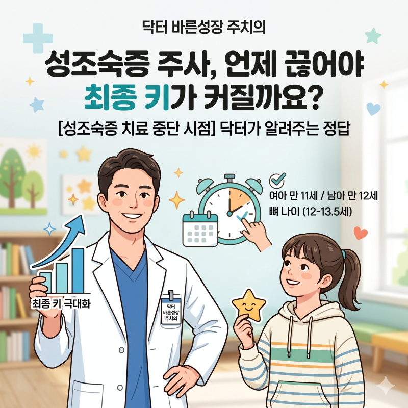 성조숙증 치료 중단 시점, 언제 주사를 끊어야 최종 키가 커질까요? (골연령과 초경 시기)