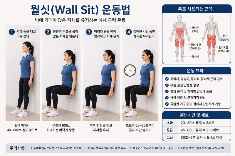 월싯 운동법 효과 주의사항! 벽스쿼트=투명의자 운동 김신영 다이어트 운동
