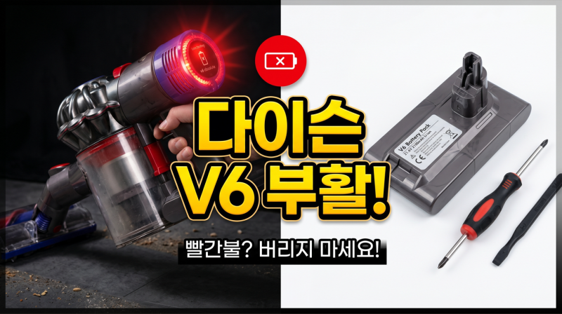 [직접 해결] 다이슨 V6 빨간불 깜빡임, 배터리 교체로 완벽 부활 (교체 방법 공유)
