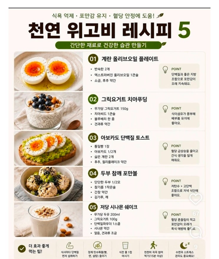  천연 위고비 레시피 다섯가지 추천 (다이어트 레시피)