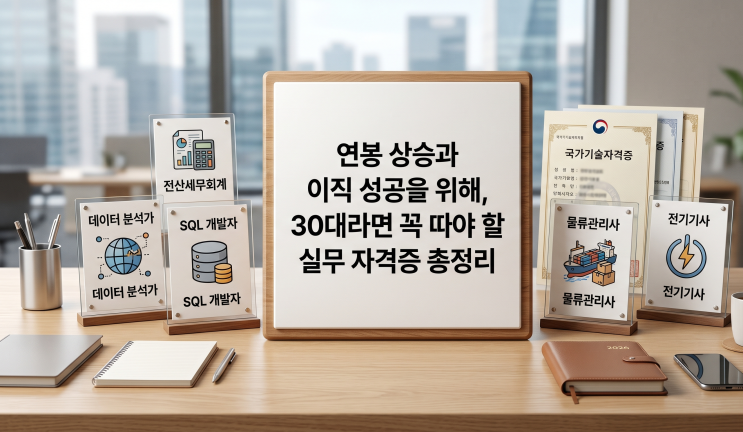  연봉 상승과 이직 성공을 위해, 30대라면 꼭 따야 할 실무 자격증 총정리