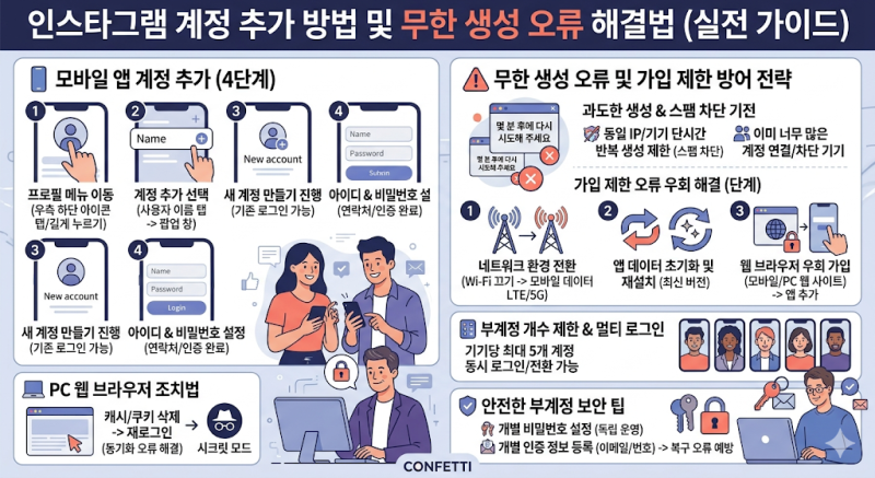 인스타그램 계정 추가 방법과 무한 생성 오류 해결하는 실전 가이드