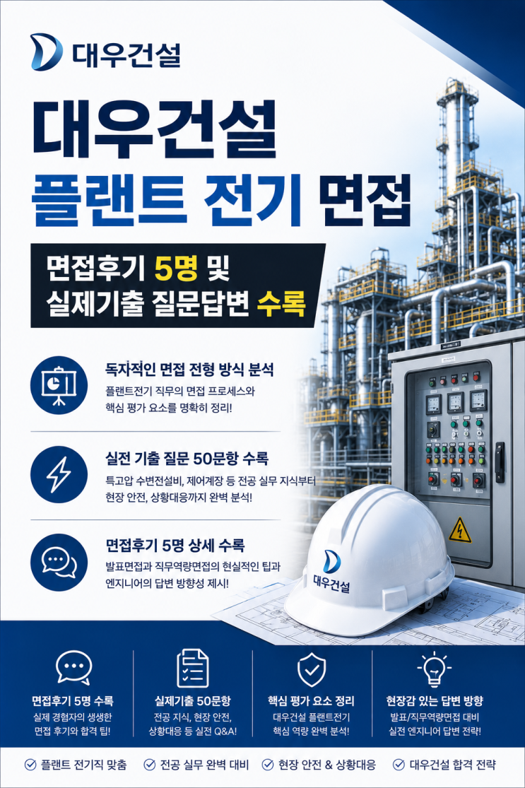  대우건설 전기직 (플랜트) 면접후기 5명 공개, 실제로 나왔던 Q&A 입니다