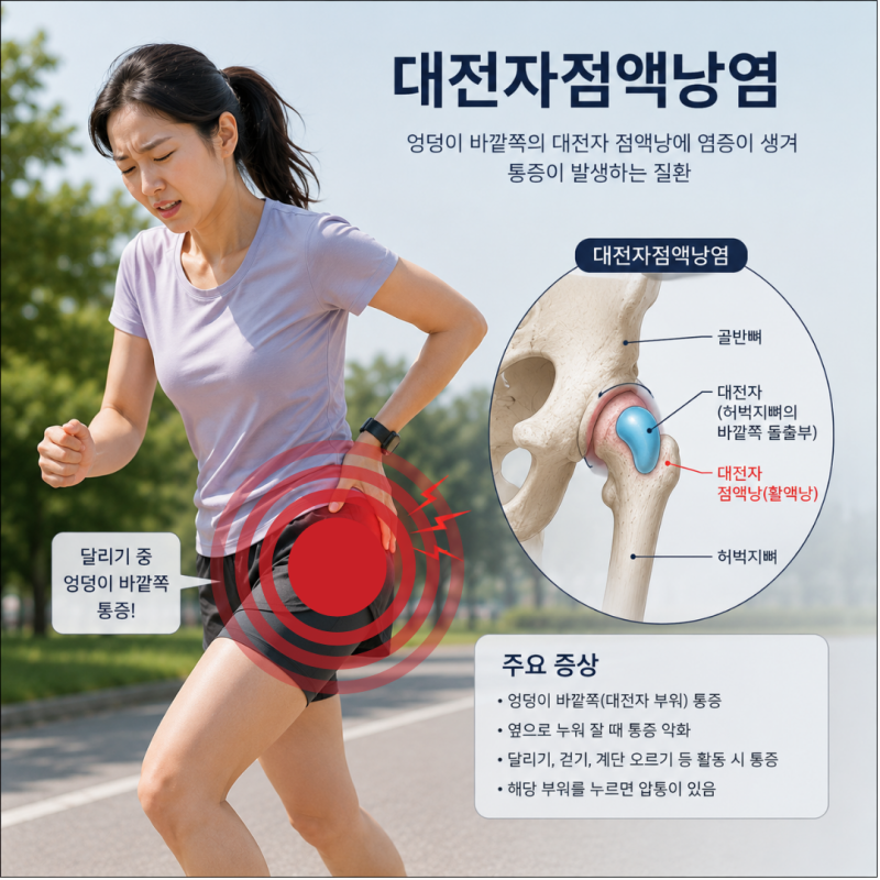 달릴 때 골반 바깥쪽 통증, '대전자점액낭염' 양한방 협진치료