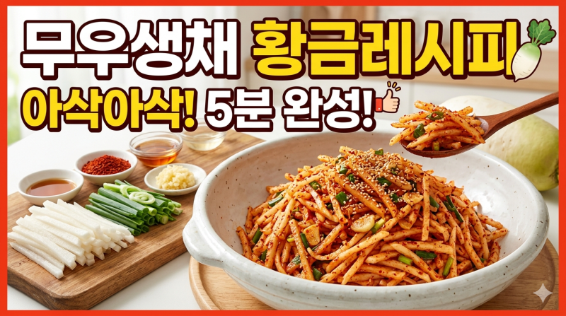 무우생채 만들기｜아삭하고 매콤새콤달콤하게 만드는법 황금레시피