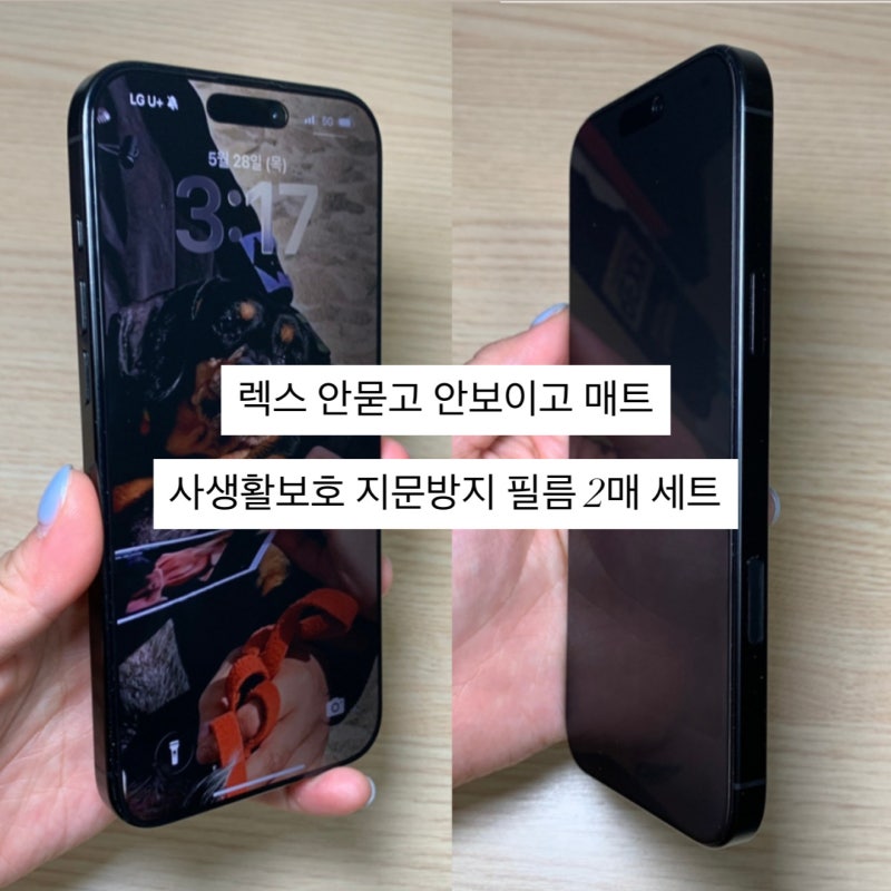 렉스 아이폰사생활보호필름 아이폰 16프로맥스 지문 방지 액정보호필름 2매세트